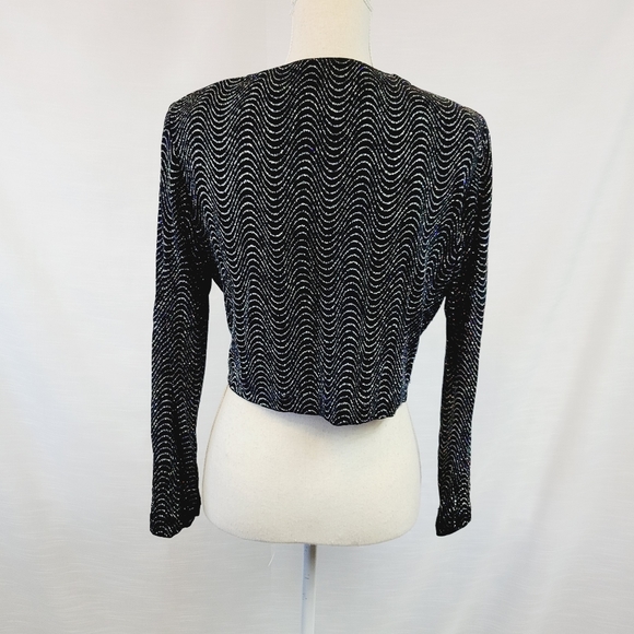Vintage Black Shimmer Crop Cardigan - Picture 6 of 8